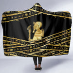 Egyptian God Ptah Hooded Blanket Gold Mummy Wrap Hieroglyphics Patterns