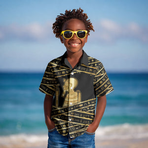 Egyptian God Ptah Kid Hawaiian Shirt Gold Mummy Wrap Hieroglyphics Patterns
