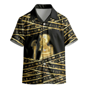 Egyptian God Ptah Kid Hawaiian Shirt Gold Mummy Wrap Hieroglyphics Patterns