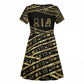 Egyptian God Ptah Kid Short Sleeve Dress Gold Mummy Wrap Hieroglyphics Patterns