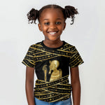 Egyptian God Ptah Kid T shirt Gold Mummy Wrap Hieroglyphics Patterns