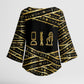 Egyptian God Ptah Kimono Sleeve Blouse Gold Mummy Wrap Hieroglyphics Patterns
