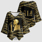Egyptian God Ptah Kimono Sleeve Blouse Gold Mummy Wrap Hieroglyphics Patterns