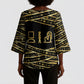 Egyptian God Ptah Kimono Sleeve Blouse Gold Mummy Wrap Hieroglyphics Patterns