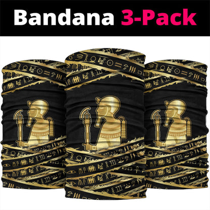 Egyptian God Ptah Neck Gaiter Gold Mummy Wrap Hieroglyphics Patterns