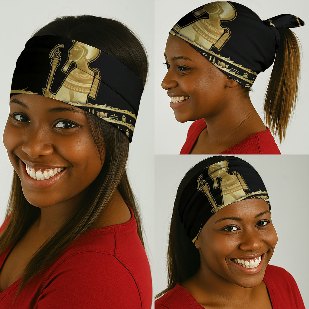 Egyptian God Ptah Neck Gaiter Gold Mummy Wrap Hieroglyphics Patterns