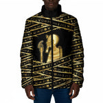 Egyptian God Ptah Padded Jacket Gold Mummy Wrap Hieroglyphics Patterns