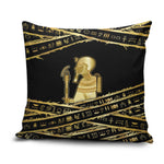Egyptian God Ptah Pillow Cover Gold Mummy Wrap Hieroglyphics Patterns