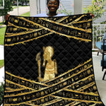 Egyptian God Ptah Quilt Gold Mummy Wrap Hieroglyphics Patterns
