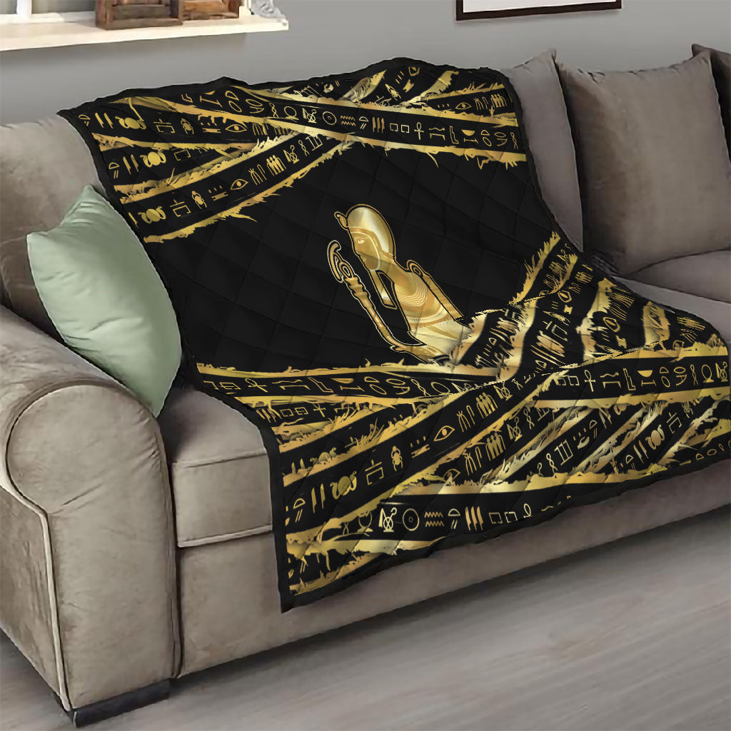 Egyptian God Ptah Quilt Gold Mummy Wrap Hieroglyphics Patterns
