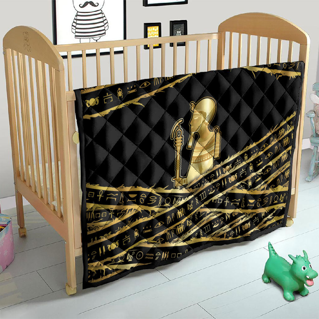 Egyptian God Ptah Quilt Gold Mummy Wrap Hieroglyphics Patterns