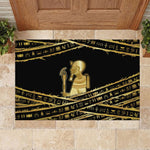Egyptian God Ptah Rubber Doormat Gold Mummy Wrap Hieroglyphics Patterns