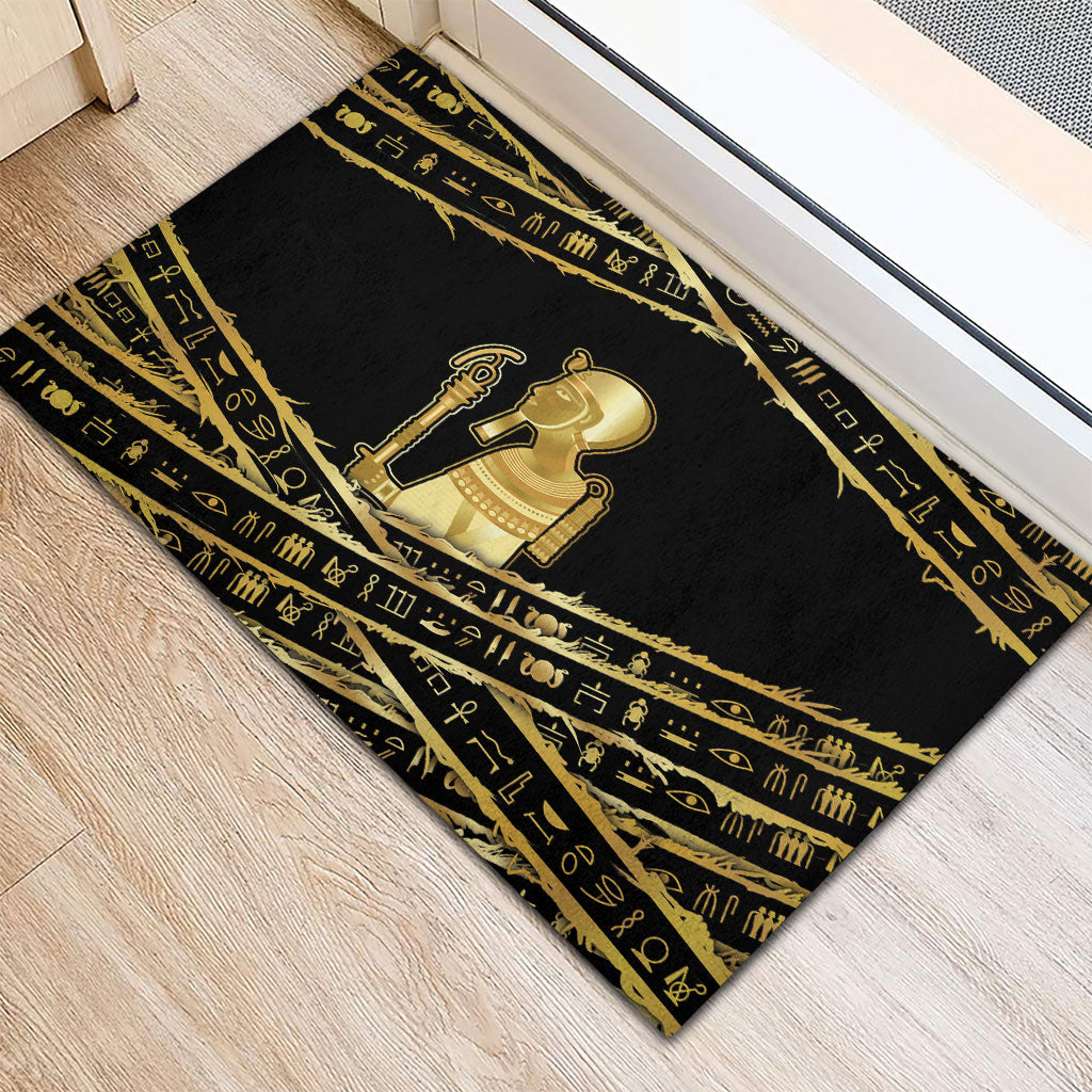 Egyptian God Ptah Rubber Doormat Gold Mummy Wrap Hieroglyphics Patterns