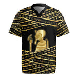 Egyptian God Ptah Rugby Jersey Gold Mummy Wrap Hieroglyphics Patterns