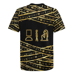 Egyptian God Ptah Rugby Jersey Gold Mummy Wrap Hieroglyphics Patterns