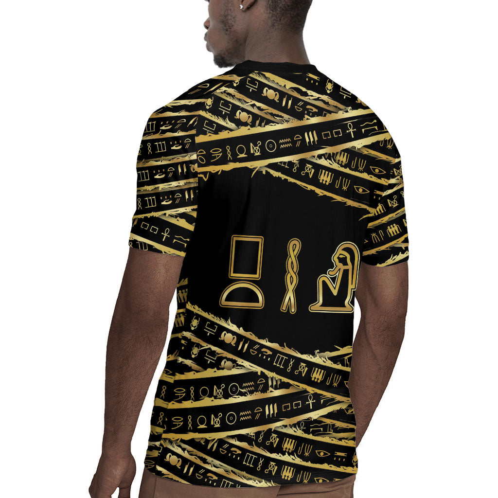 Egyptian God Ptah Rugby Jersey Gold Mummy Wrap Hieroglyphics Patterns