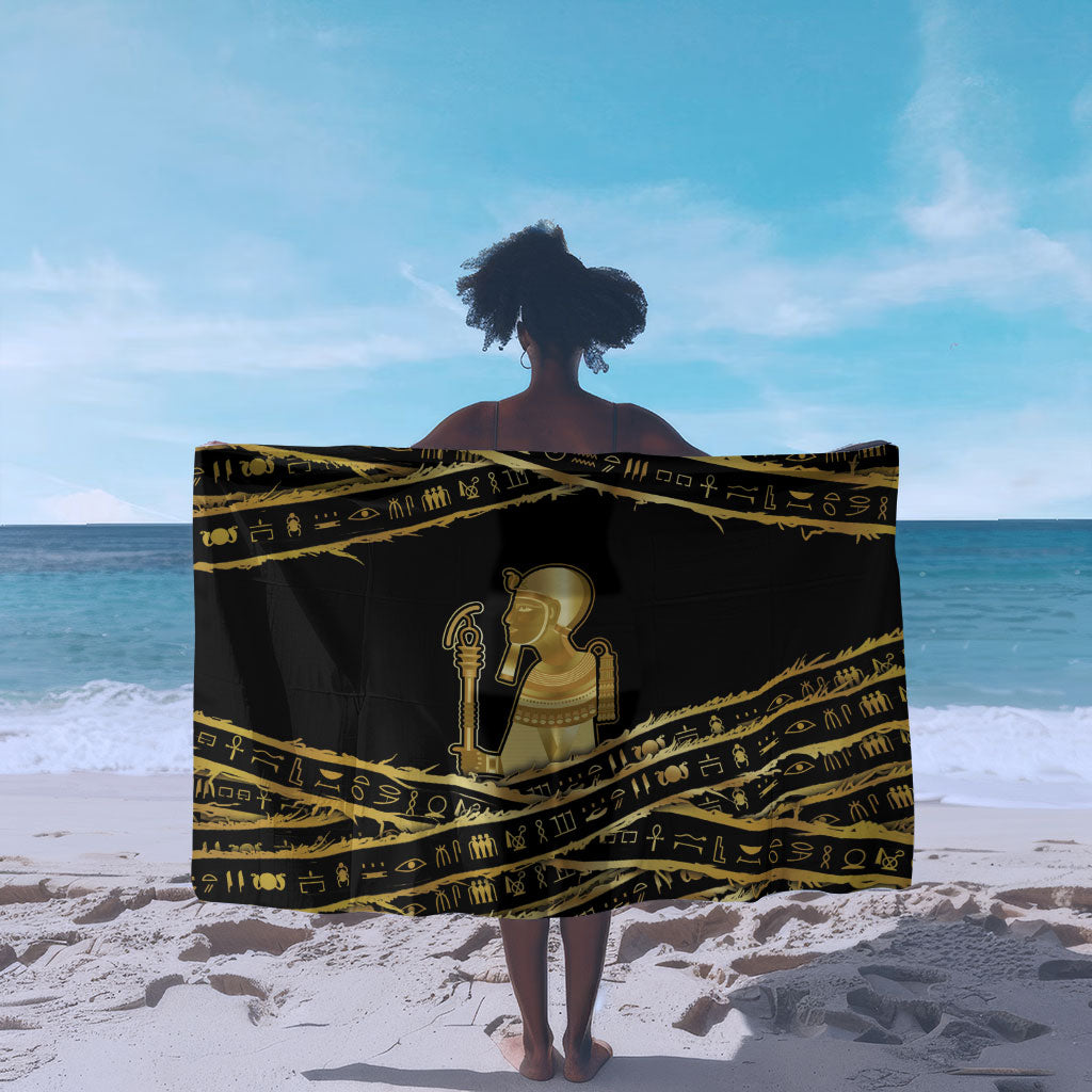 Egyptian God Ptah Sarong Gold Mummy Wrap Hieroglyphics Patterns