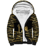 Egyptian God Ptah Sherpa Hoodie Gold Mummy Wrap Hieroglyphics Patterns