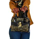 Egyptian God Ptah Shoulder Handbag Gold Mummy Wrap Hieroglyphics Patterns