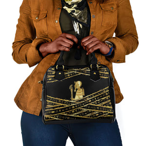 Egyptian God Ptah Shoulder Handbag Gold Mummy Wrap Hieroglyphics Patterns