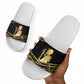 Egyptian God Ptah Slide Sandals Gold Mummy Wrap Hieroglyphics Patterns