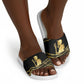 Egyptian God Ptah Slide Sandals Gold Mummy Wrap Hieroglyphics Patterns