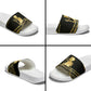 Egyptian God Ptah Slide Sandals Gold Mummy Wrap Hieroglyphics Patterns