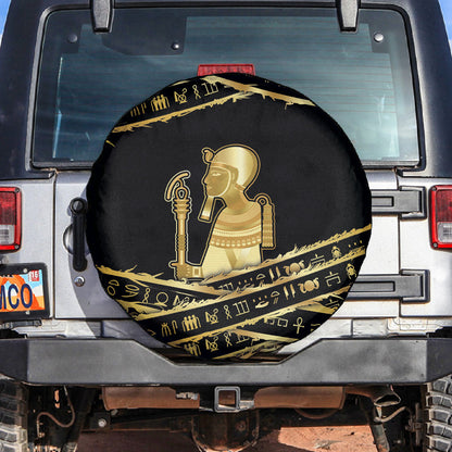 Egyptian God Ptah Spare Tire Cover Gold Mummy Wrap Hieroglyphics Patterns