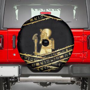 Egyptian God Ptah Spare Tire Cover Gold Mummy Wrap Hieroglyphics Patterns