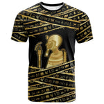 Egyptian God Ptah T shirt Gold Mummy Wrap Hieroglyphics Patterns