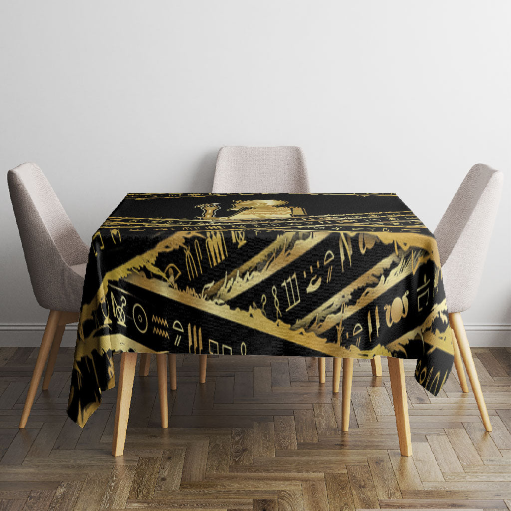 Egyptian God Ptah Tablecloth Gold Mummy Wrap Hieroglyphics Patterns