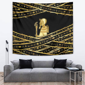Egyptian God Ptah Tapestry Gold Mummy Wrap Hieroglyphics Patterns