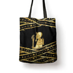 Egyptian God Ptah Tote Bag Gold Mummy Wrap Hieroglyphics Patterns