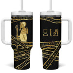 Egyptian God Ptah Tumbler With Handle Gold Mummy Wrap Hieroglyphics Patterns