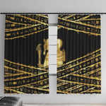 Egyptian God Ptah Window Curtain Gold Mummy Wrap Hieroglyphics Patterns