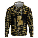 Egyptian God Ptah Zip Hoodie Gold Mummy Wrap Hieroglyphics Patterns