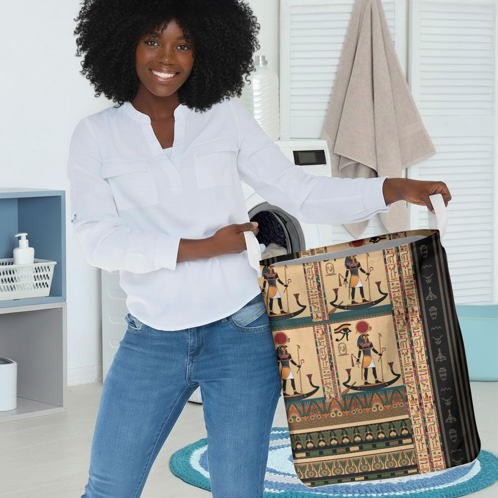 Egyptian God Ra Laundry Basket Ancient Mythology Solar Barque Falcon