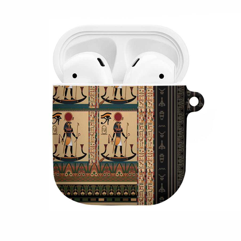 Egyptian God Ra AirPods Case Ancient Mythology Solar Barque Falcon