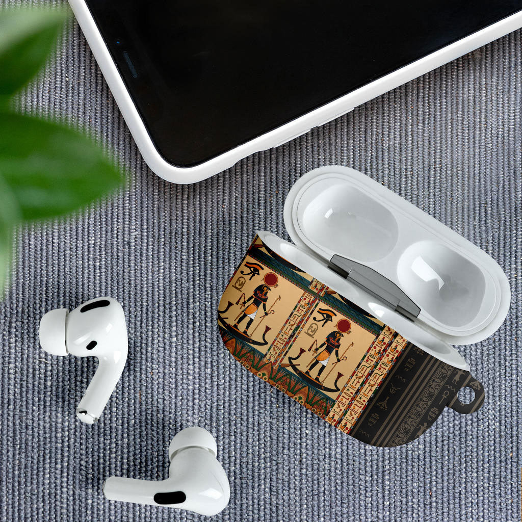 Egyptian God Ra AirPods Case Ancient Mythology Solar Barque Falcon
