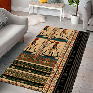 Egyptian God Ra Area Rug Ancient Mythology Solar Barque Falcon
