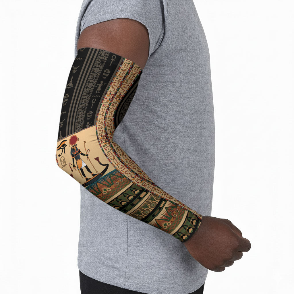 Egyptian God Ra Arm Sleeves Ancient Mythology Solar Barque Falcon