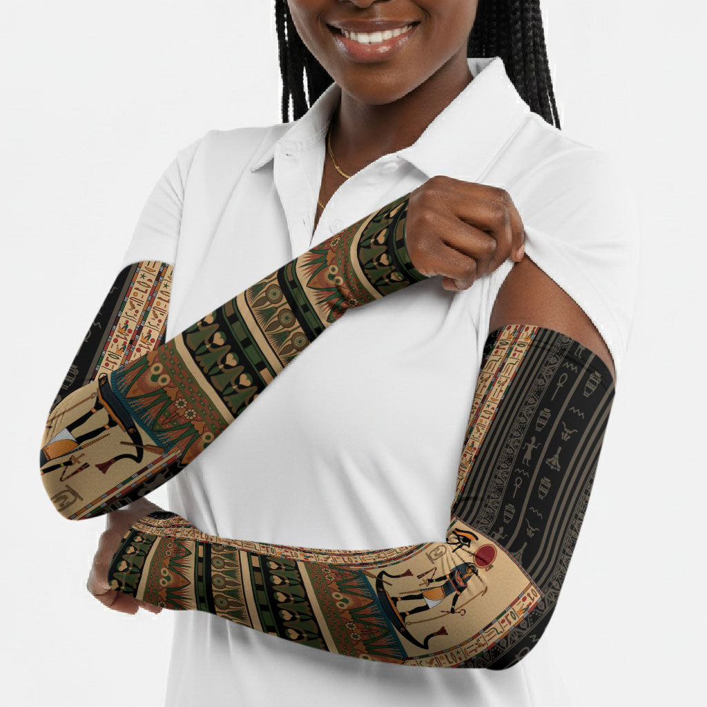 Egyptian God Ra Arm Sleeves Ancient Mythology Solar Barque Falcon