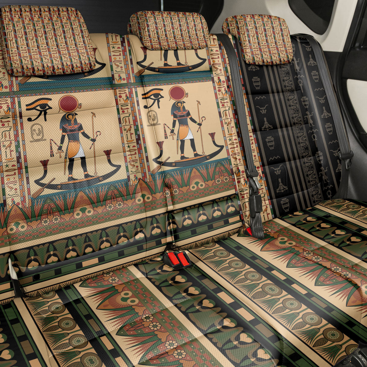 Egyptian God Ra Back Car Seat Cover Ancient Mythology Solar Barque Falcon