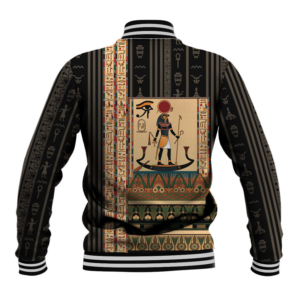 Egyptian God Ra Baseball Jacket Ancient Mythology Solar Barque Falcon