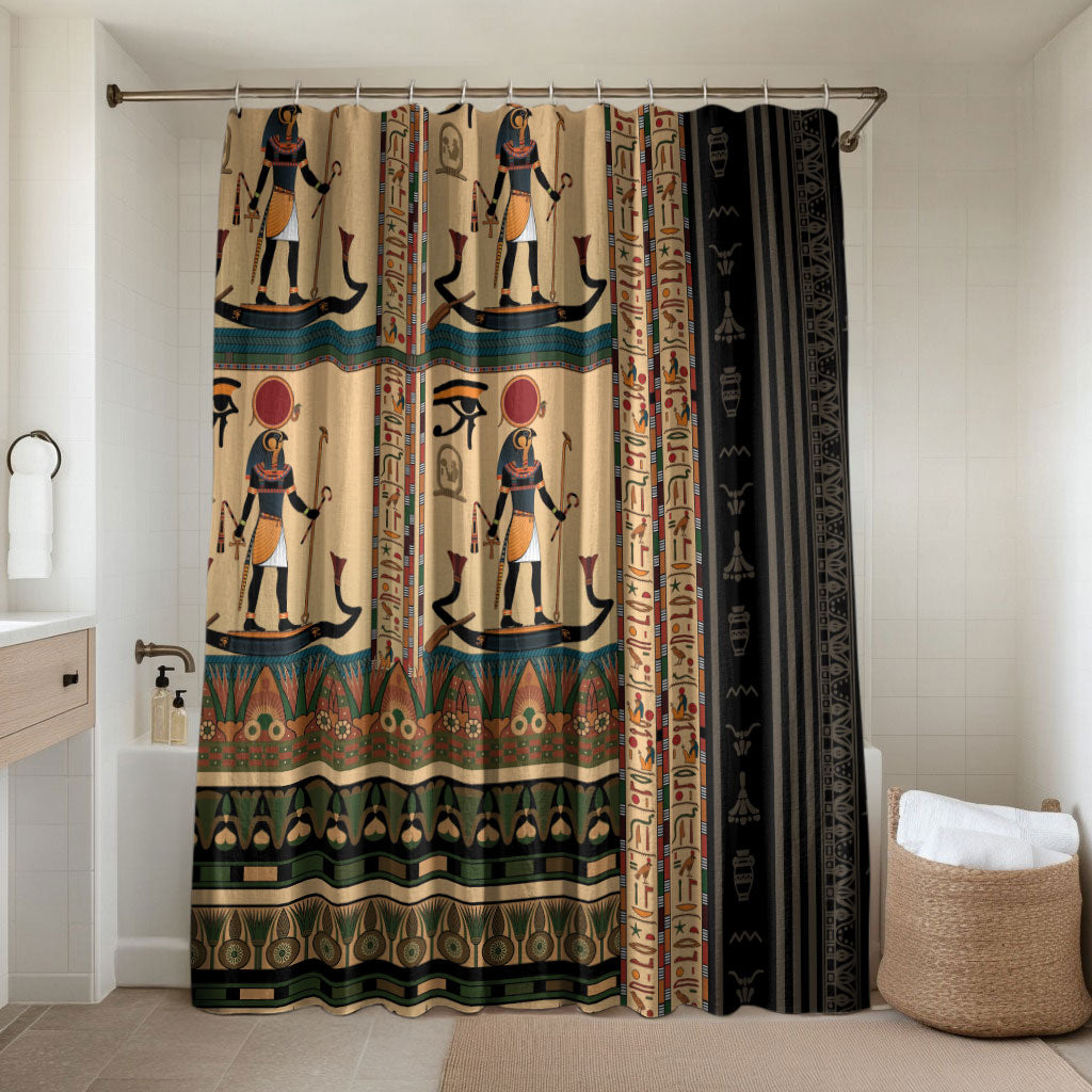 Egyptian God Ra Bathroom Set Ancient Mythology Solar Barque Falcon