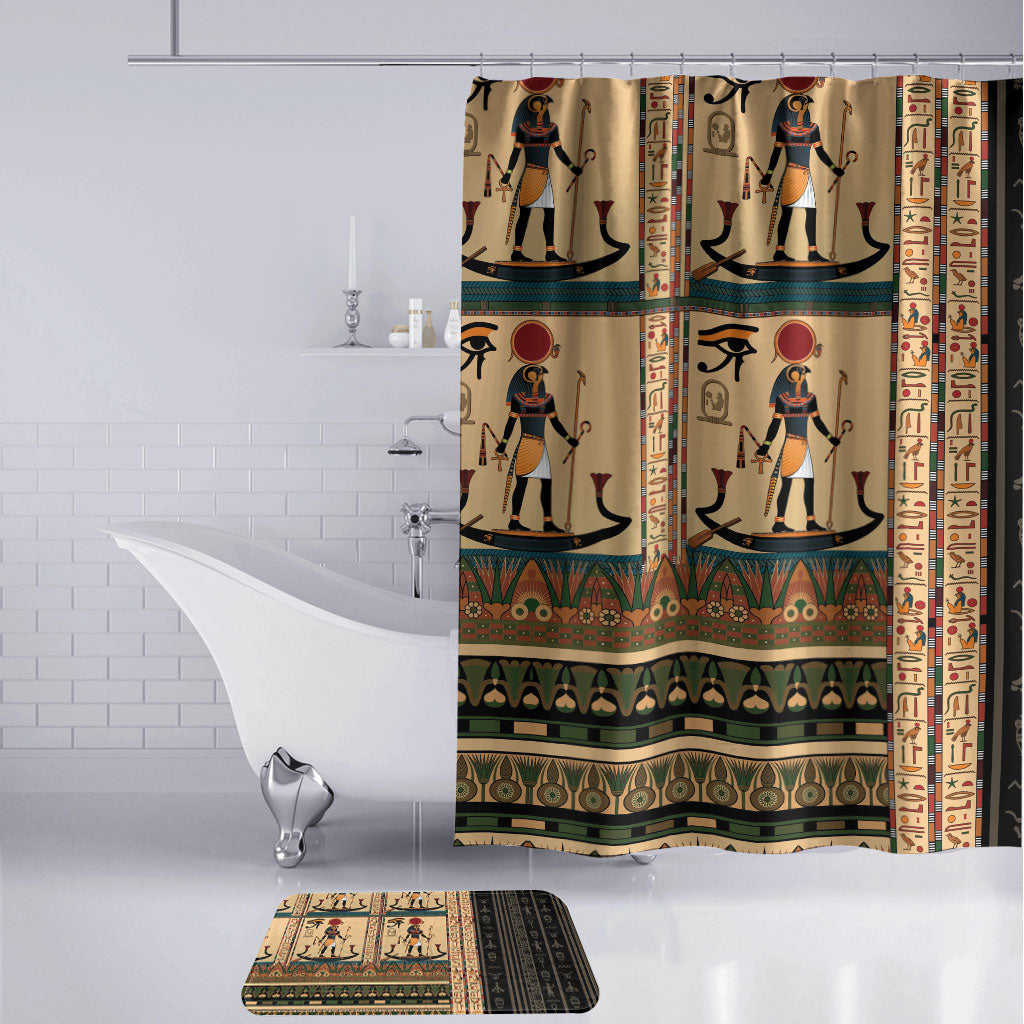 Egyptian God Ra Bathroom Set Ancient Mythology Solar Barque Falcon