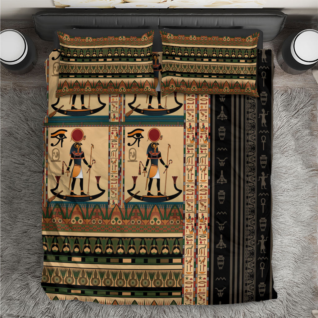 Egyptian God Ra Bedding Set Ancient Mythology Solar Barque Falcon