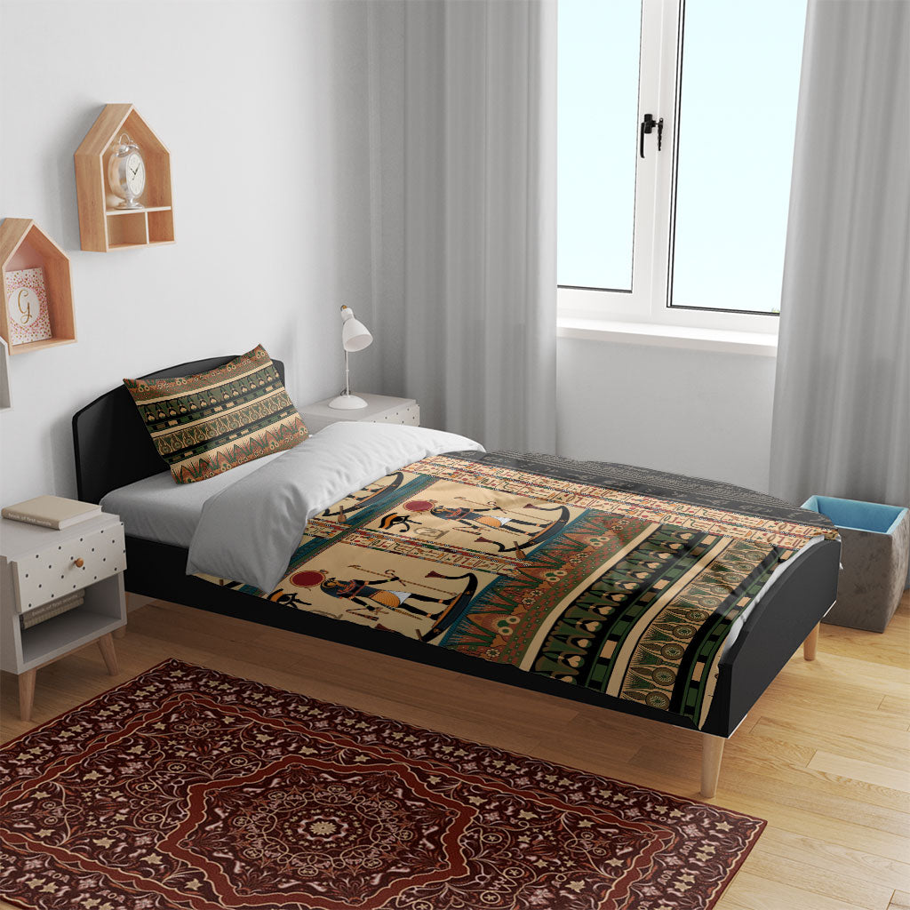 Egyptian God Ra Bedding Set Ancient Mythology Solar Barque Falcon