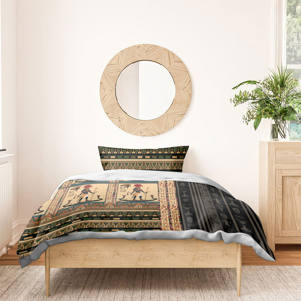 Egyptian God Ra Bedding Set Ancient Mythology Solar Barque Falcon