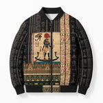 Egyptian God Ra Bomber Puffer Jacket Ancient Mythology Solar Barque Falcon